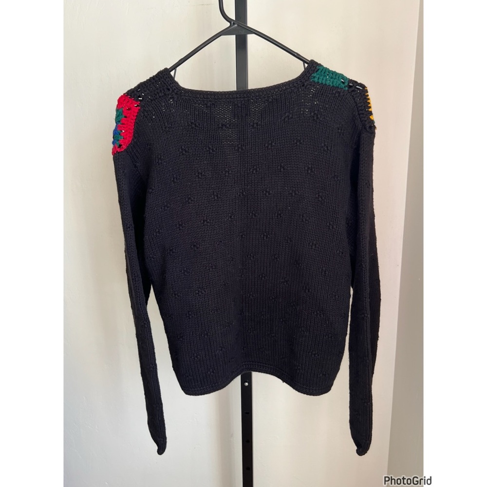 Vintage GAP 90s Grannycore Granny Square Knit Cardigan medium - Picture 3 of 5